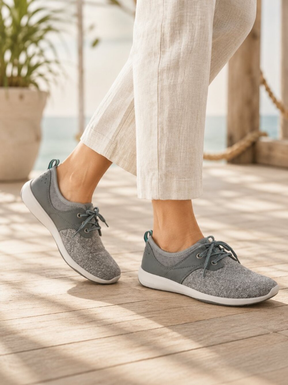 Margaritaville Traveler Freedom Boat Shoes Gray Teal Comfort Sneakers Size 6